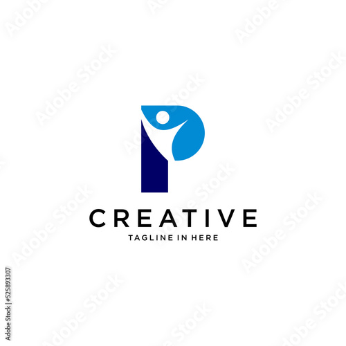 People staff logo and  letter P concept with abstract design
