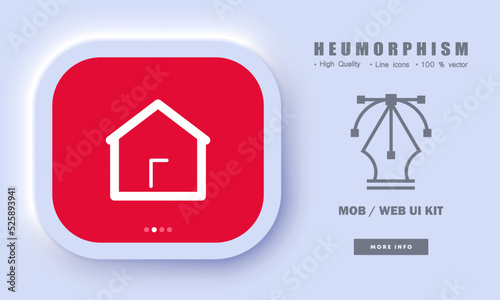 House line icon. Home, apartment, flat, accommodation, residence, stay at home, live, living, people, private property. Building concept. Neomorphism. Vector line icon for Business and Advertising