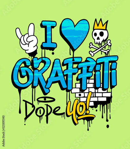 Cartoon graffiti art. Vector graphics for apparel prints, posters and other uses.