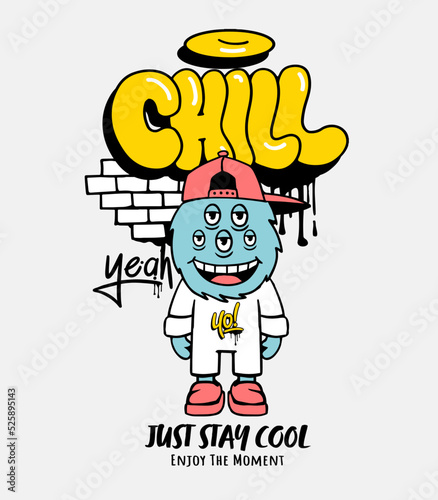 Cartoon graffiti art. Vector graphics for apparel prints, posters and other uses.