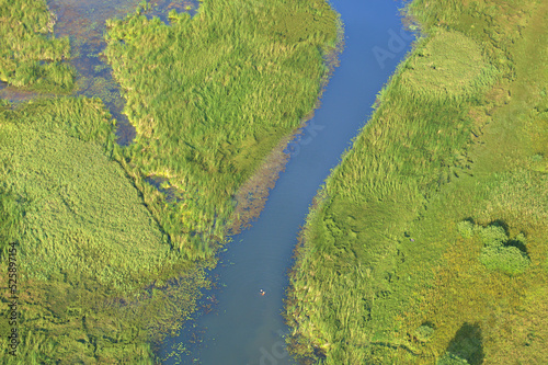 Aerial view - river between wetlands