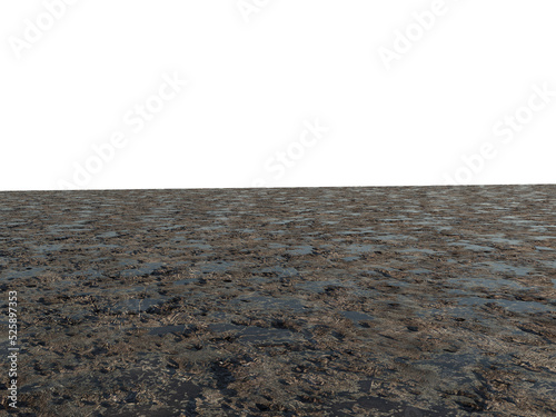 Muddy Foreground Floor with Perspective, Transparent Background PNG 