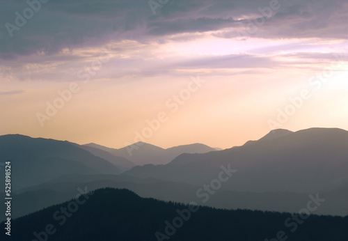 morning nature scenery  awesome sunset landscape  beautiful morning background in the mountains  Carpathian mountains  Ukraine  Europe 