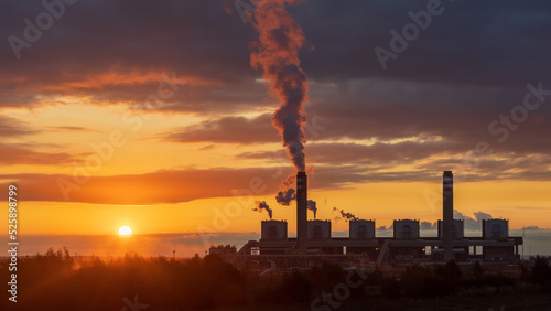 Kusile Coal Power Plant at sunset, South Africa.