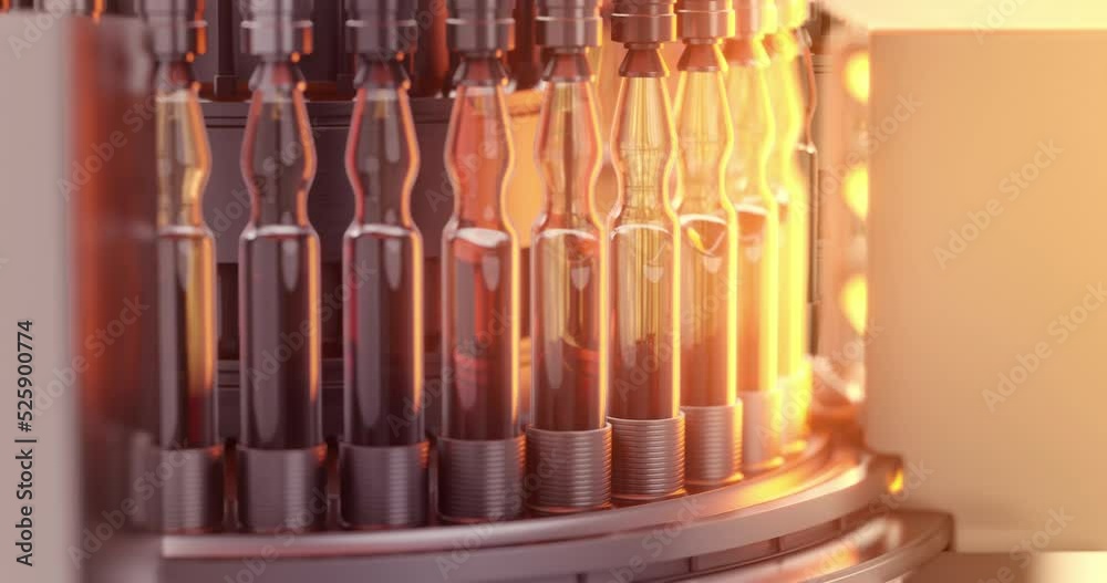 Ampoule Optical lighting. Rendering 4k in Pharmaceutical Inspection