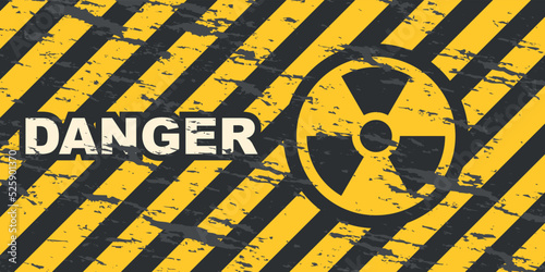 Radiation hazard concept banner with grunge texture vector illustration.