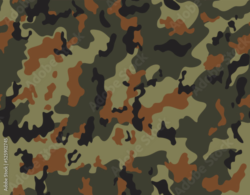 
Military camouflage texture, disguise forest background, endless pattern on textile. Ornament. Vector