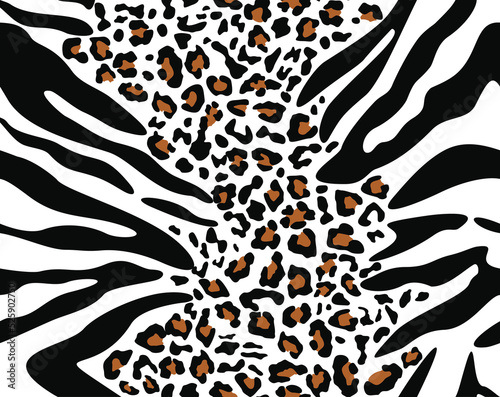 Print mix leopard zebra endless modern pattern  animal texture for print clothes  fabrics.