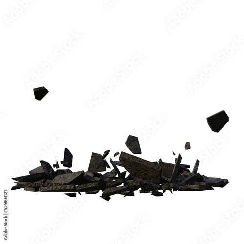Tablou pe pânză Broken Stone Debris Impact Overlay, Transparent Background PNG