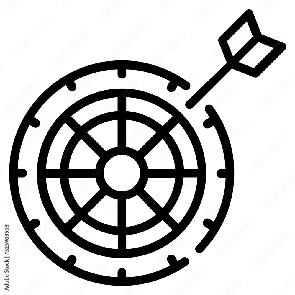 A modern handcrafted linear icon of dartboard
