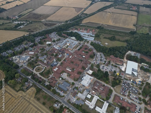 aerial view of Castle Hill Hospital is an NHS hospital to the west of Cottingham, East Riding of Yorkshire, England, and is run by Hull University Teaching Hospitals NHS Trust