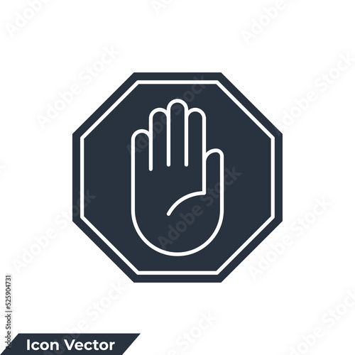 stop hand icon logo vector illustration. stop road sign with big hand symbol template for graphic and web design collection