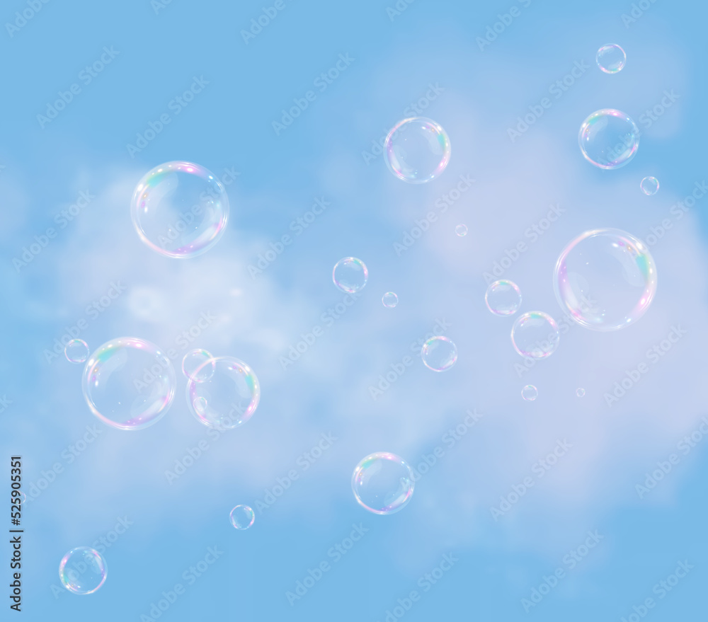 PNG images and vector files (EPS or AI)  realistic soap bubbles png,
Isolated bubbles easily fly in the sky against the background of clouds.