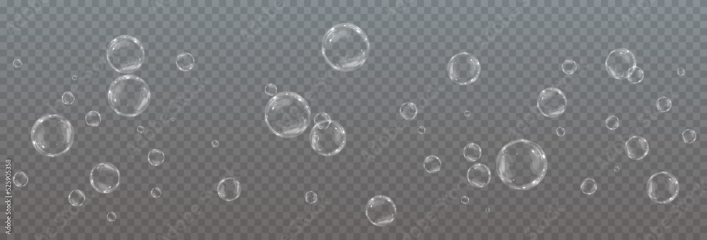 Bubble PNG. Set of realistic soap bubbles. Bubbles are located on a transparent background. Vector flying soap bubbles. Water glass bubble realistic png	