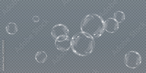 Bubble PNG. Set of realistic soap bubbles. Bubbles are located on a transparent background. Vector flying soap bubbles. Water glass bubble realistic png	