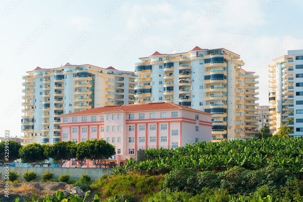 School against the backdrop of an apartment complex. School against the backdrop of an apartment complex.