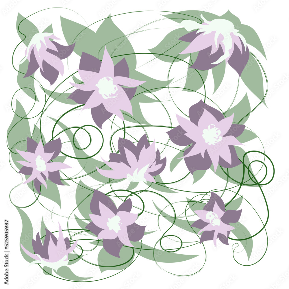 Abstract floral background with flowers and swirls Abstract floral background with flowers and swirls