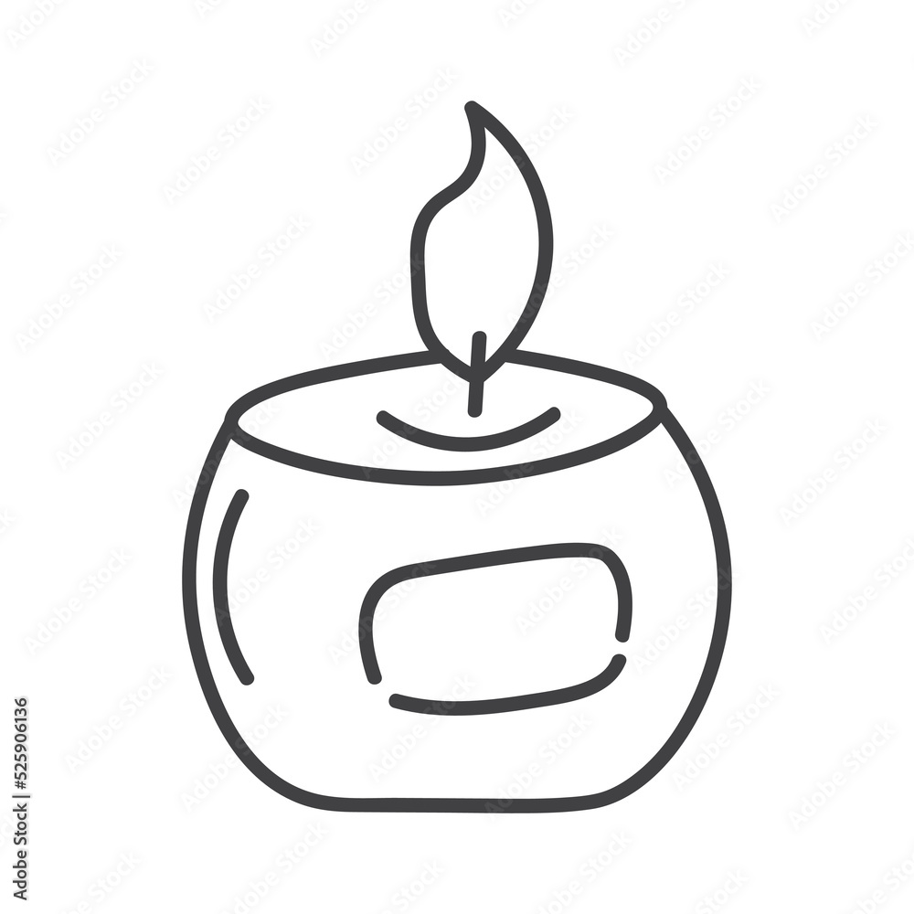 Burning round aroma candle isolated on white background Burning round aroma candle isolated on white background