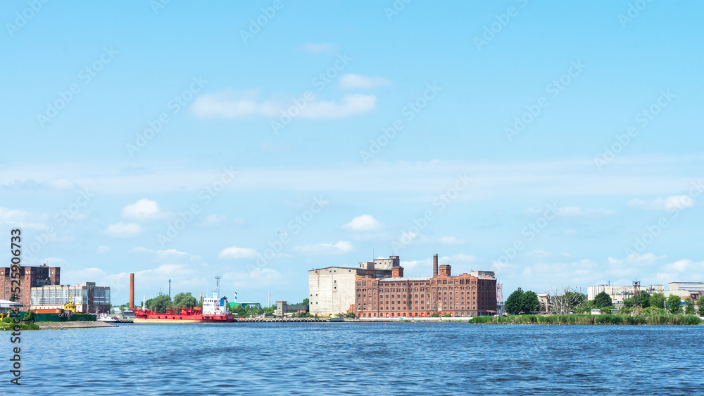 Historical port mill on the Pregolya River in Kaliningrad formerly Konigsberg, Kaliningrad Oblast, Russia
