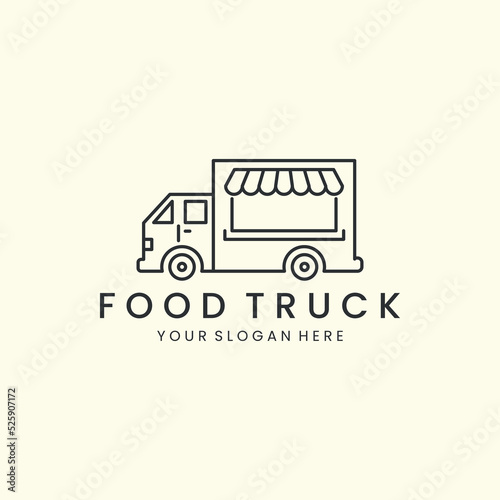 linear food truck style logo vector icon design template illustration