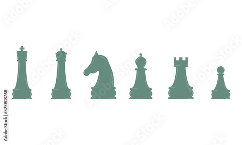 Set of chess pieces for playing chess. Board logic game. Flat style. Vector.