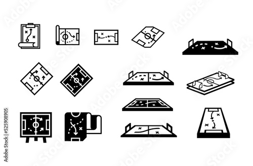 Football training tactics board, soccer coaching icons. Coaching board for game tactics