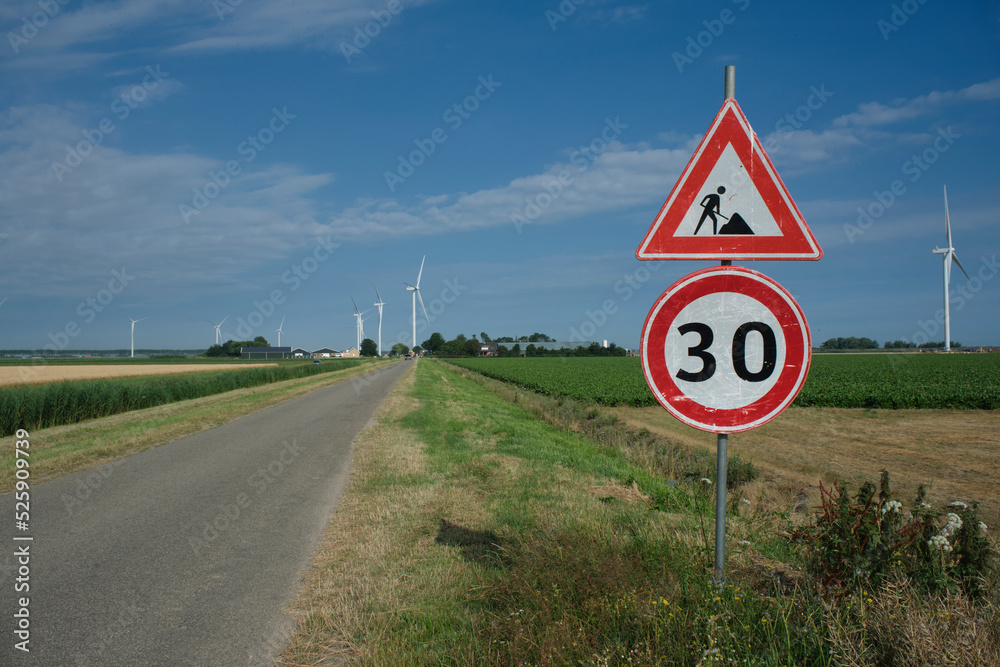 road-works-sign-for-construction-works-in-city-street-road-under