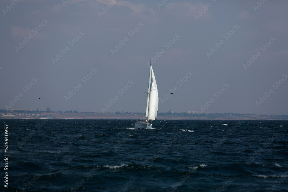 Obraz premium Sailing yacht regatta. Sailboats under sail in the race. Yachting. Luxury yachts.