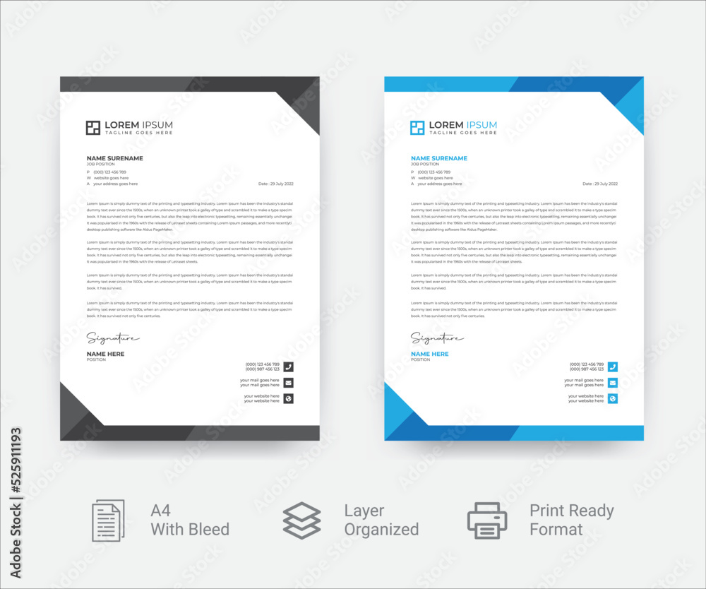 Creative corporate letterhead design vector template Creative corporate letterhead design vector template