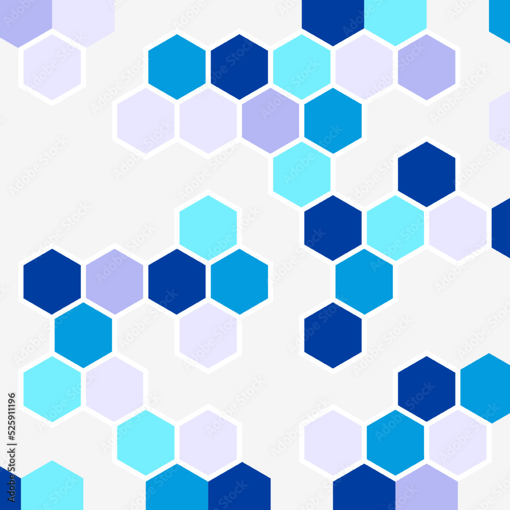 Abstract geometric background made of blue hexagons. Design template for brochure, cover, banner, poster, flyer.