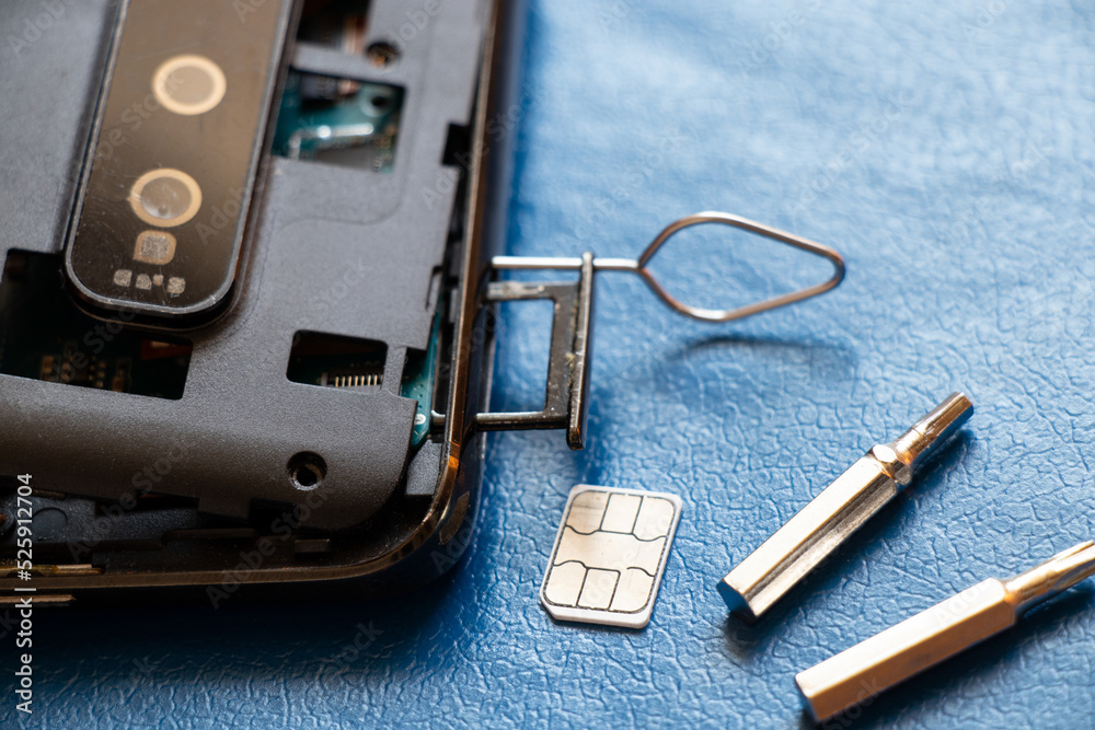 Fototapeta premium Disassembled mobile phone, phone repair and maintenance