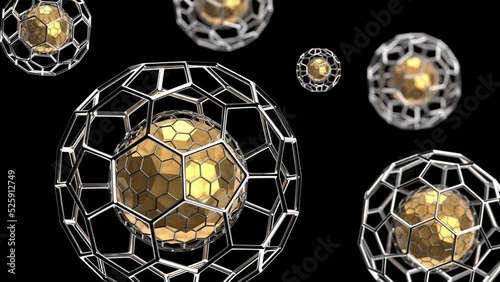 nanotechnology microscopic atom,  scientific nanostructure of a dodecahedron. Can be used to represent nuclear energy, chemical research or graphene superconductivity photo