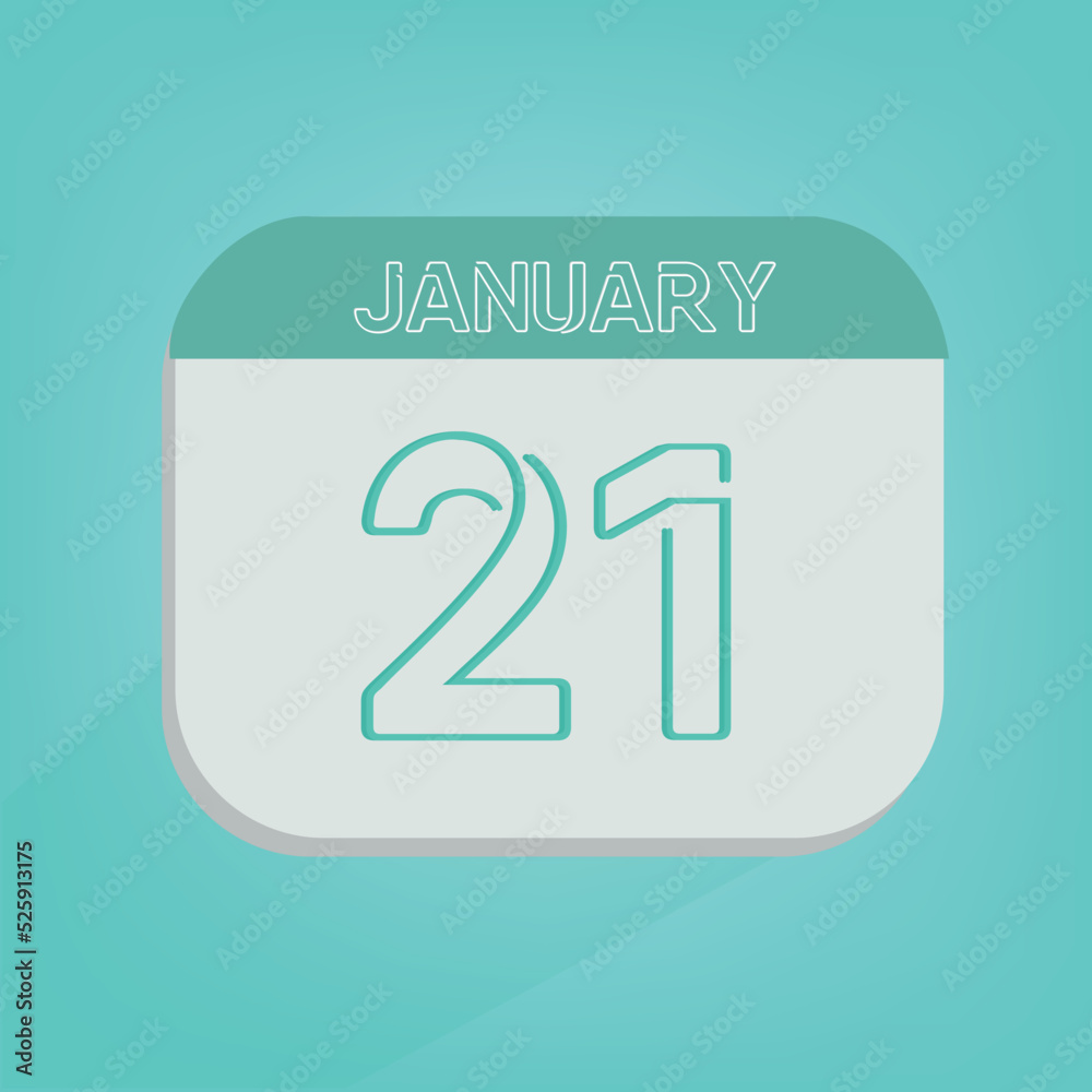 January Twenty-first Art Calender - Blue Art January Twenty-first Art Calender - Blue Art