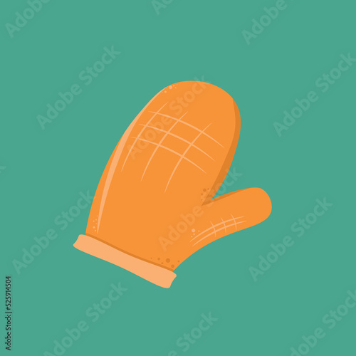 Bakery heat protection mitten, mit to hold hot. Vector potholder, bakery mitt, heat pots holder, mitten from heat-resistant material. Oven-glove, textile cloth to hold hot