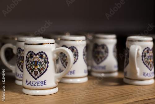 Small cups, a souvenir from the Kashubian region in Poland. photo