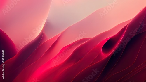 Red and pink abstract modern background. 4K wallpaper, with smooth textured shapes. Sensual, love feeling. 3d render. Romantic illustration. Beautiful elegant pattern.