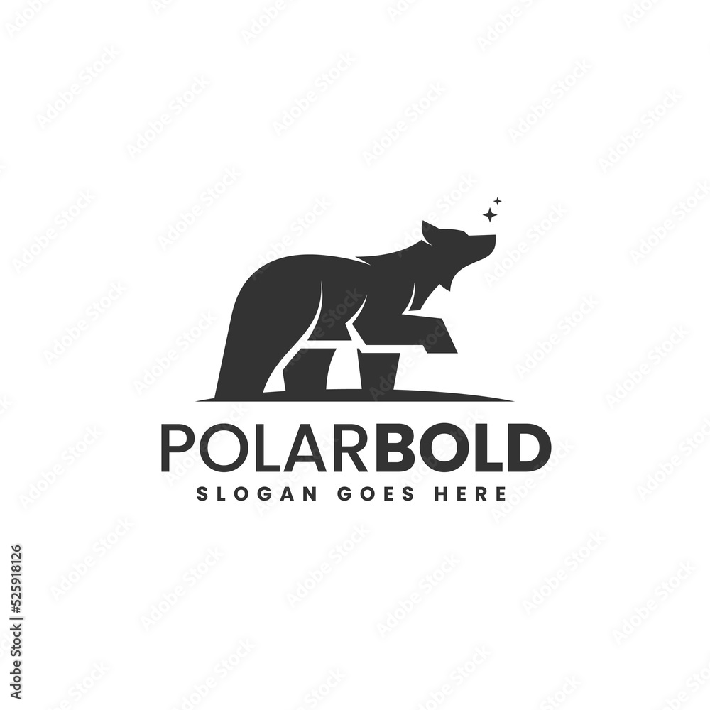 Fototapeta premium Vector Logo Illustration Polar Bear Silhouette Style