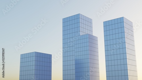 corporative buildings 3d representation of cityscape, can be used to represent financial district, urban skyline, banks or office buildings 