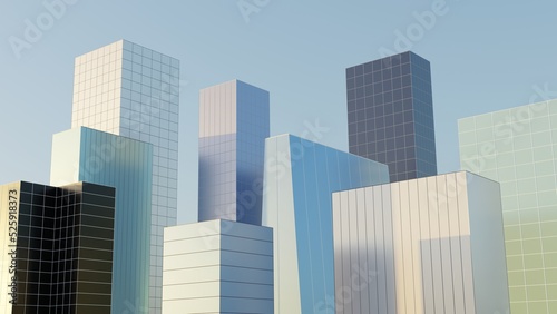 corporative buildings 3d representation of cityscape  can be used to represent financial district  urban skyline  banks or office buildings