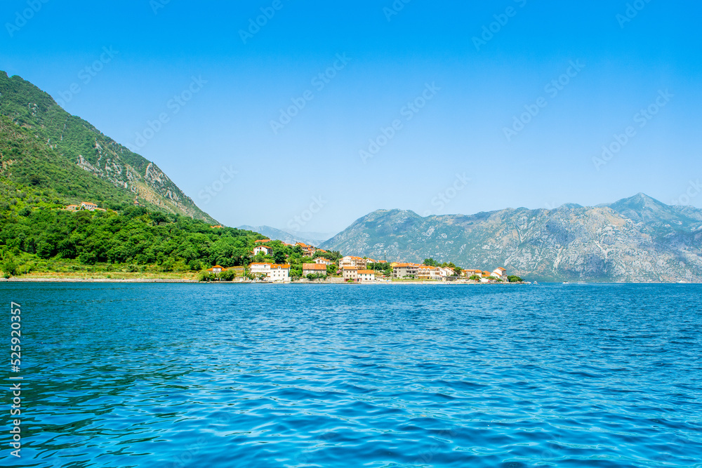 Beautiful summer landscape of the Bay of Kotor coastline - Boka Bay Beautiful summer landscape of the Bay of Kotor coastline - Boka Bay