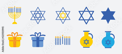 Menorah Glyph Icon set, happy hanukkah