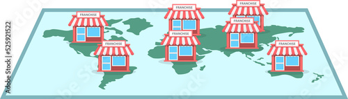 Franchise Store on Map Around The World  Franchise Marketing Concept  VECTOR  EPS10