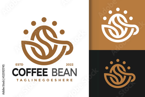 Letter S Coffee Bean with Cup Logo Design, brand identity logos vector, modern logo, Logo Designs Vector Illustration Template
