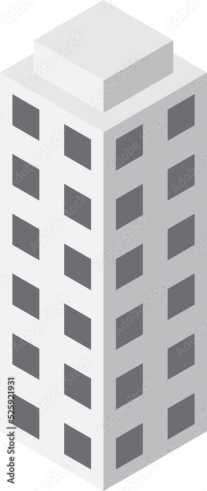 Flat 3d Isometric Simple Office Building Icon