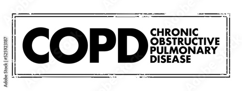 COPD - Chronic Obstructive Pulmonary Disease is a chronic inflammatory lung disease that causes obstructed airflow from the lungs, acronym text concept stamp