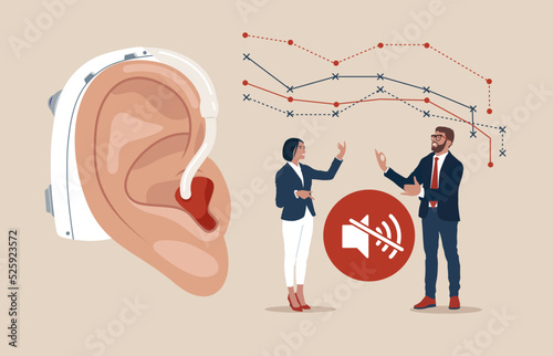 Young man and woman communicate using sign language. World Deaf Day in last Sunday of September. Rally, seminar and various deaf awareness campaign design vector for  website, app.