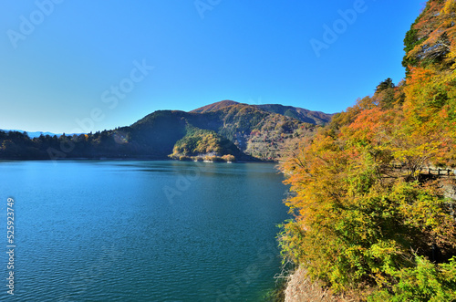 奥多摩湖の紅葉と秋の風景