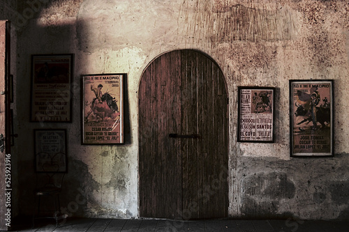 Pared con puerta de madera