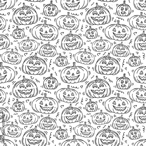 Halloween pattern with pumpkins smiling