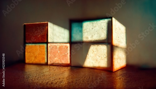 Abstract square building bricks  multi colored blocks and blurry focal shadows - delightfully odd  unusually pretty strange background graphics resource.